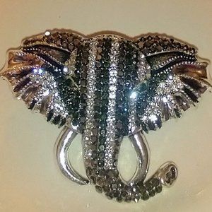 Rhinestone Elephant Brooch